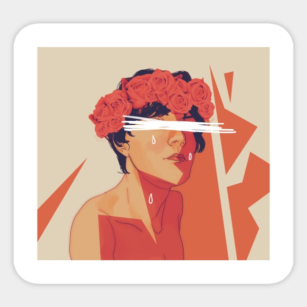 Flower Crown for a Queen Sticker by JodieH